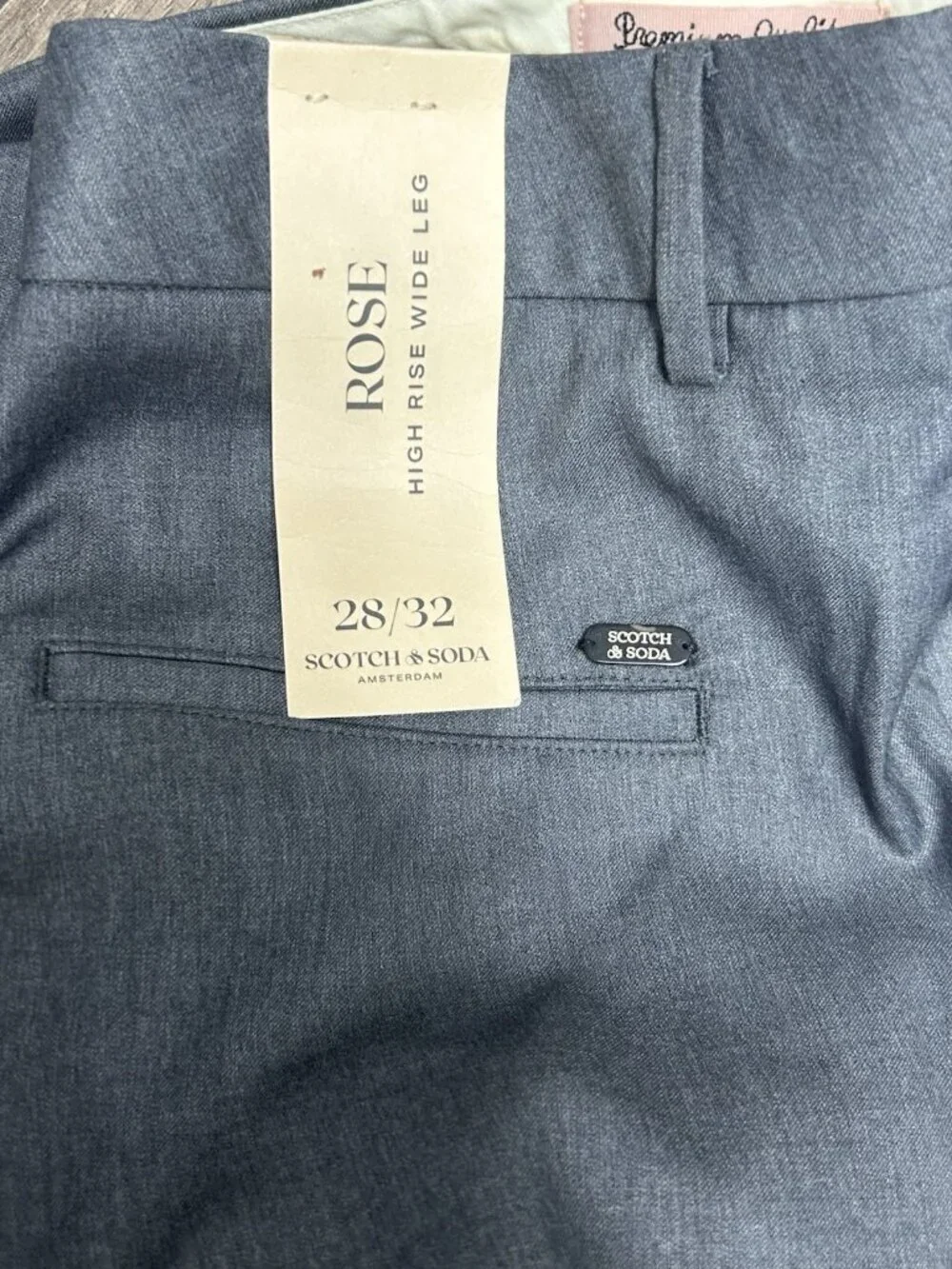 Scotch & Soda Women's Rose Trouser Pants High Rise Wide Leg Grey W29 L28 READ